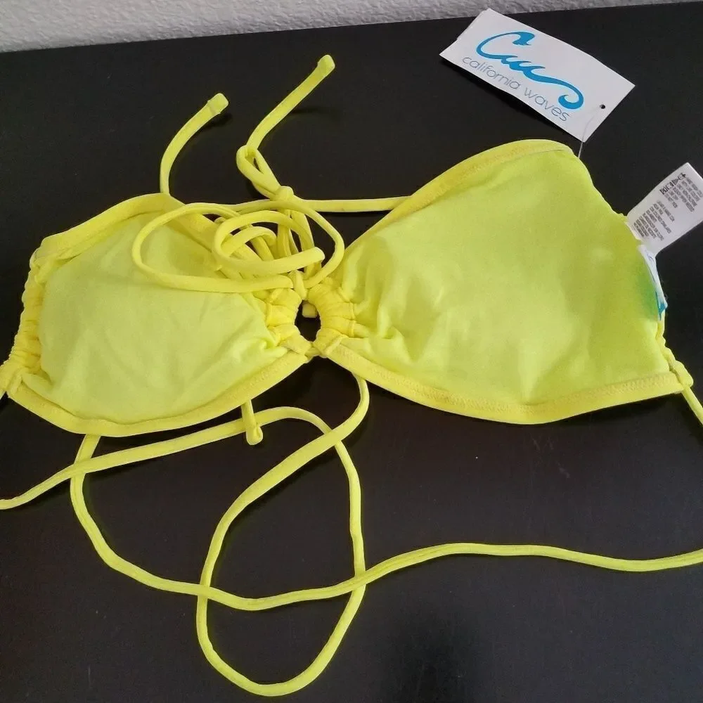 NEW California Waves Yellow Bikini Top asz Large